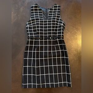 Size 16 form fitting grid/checkered knee length dress- mixt by Heidi Wiesel